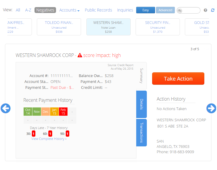 Smart Credit Report® Tradeline Overview